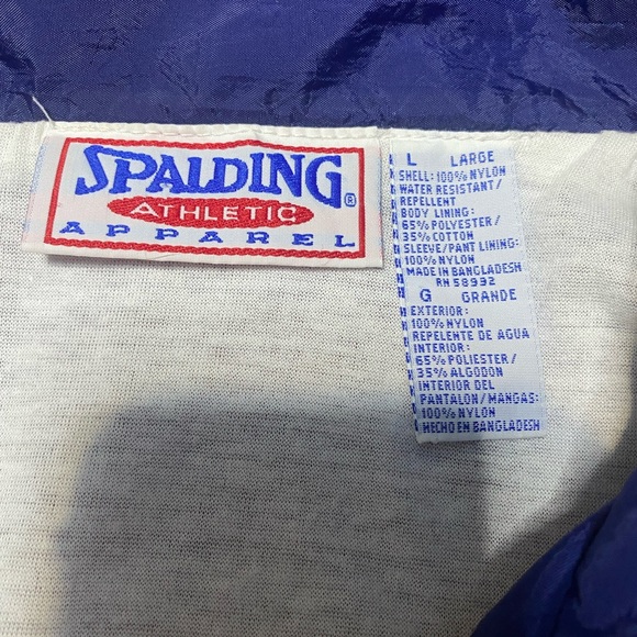 Spalding windbreaker track suit jacket, lined full‎ zip unisex size large - Picture 6 of 10